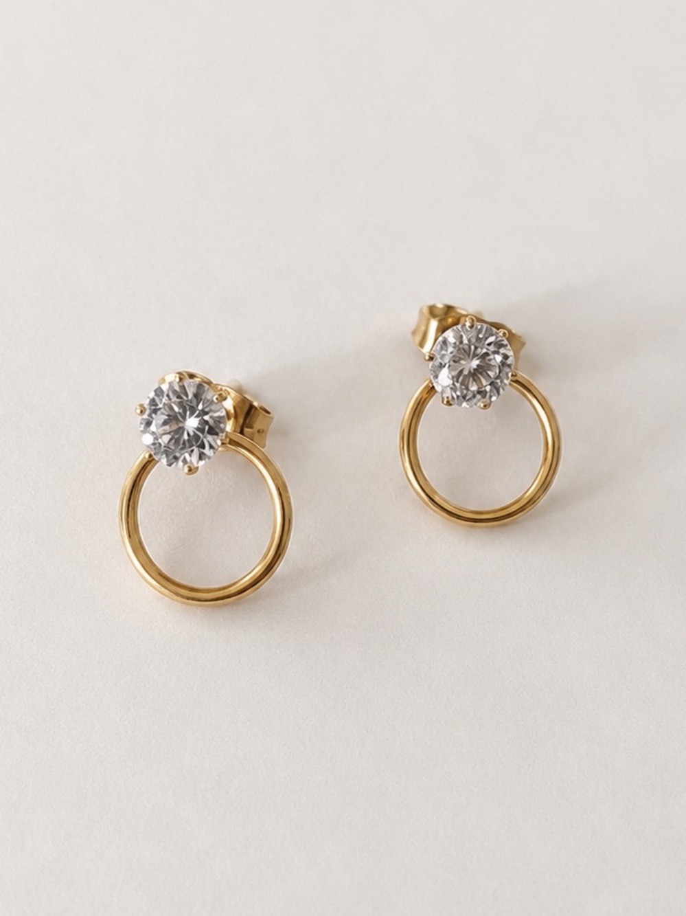 18k Gold Plated Hoop stud Earrings with CZ